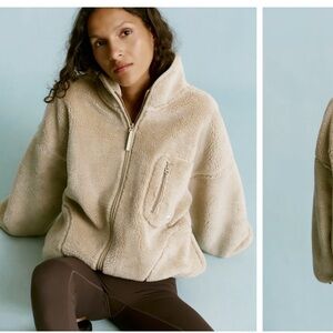 Adanola Oversized Pocket Zip Through Fleece - Sand, S